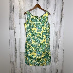 Kim Rogers Women's Floral Paisley Shift Dress Yellow Blue Size XL